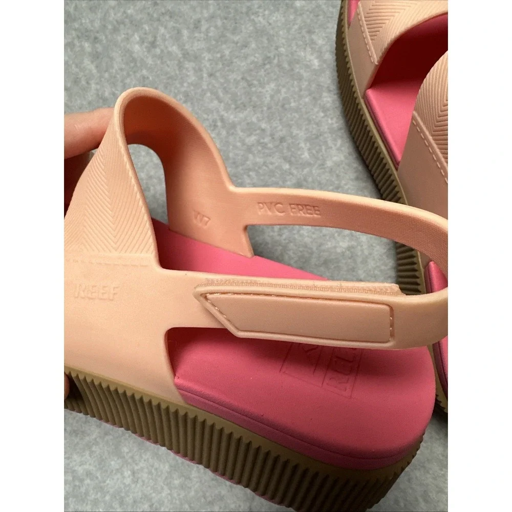 Reef Women Size 7 Water Vista Higher Platform Sandals Hot Pink/Coral/Tan - Picture 5 of 5